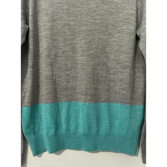 Hardy Amies Sweater Men’s Size L Gray Teal Merino Wool‎ Crew Savile Row London - Picture 5 of 9